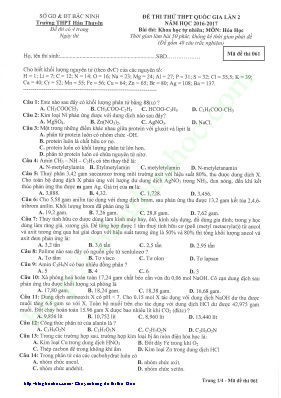 Đề thi thử THPT Quốc gia môn Hóa học năm 2017 - Mã đề 061